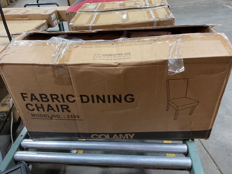 Photo 1 of **PARTIAL SET/TWO THAIRS**Upholstered Parsons Dining Chairs Set of 6, Modern Dining Room Chairs with Back, Fabric Kitchen Side Chairs with Wood Legs for Dinner Farmhouse Restaurant, Beige