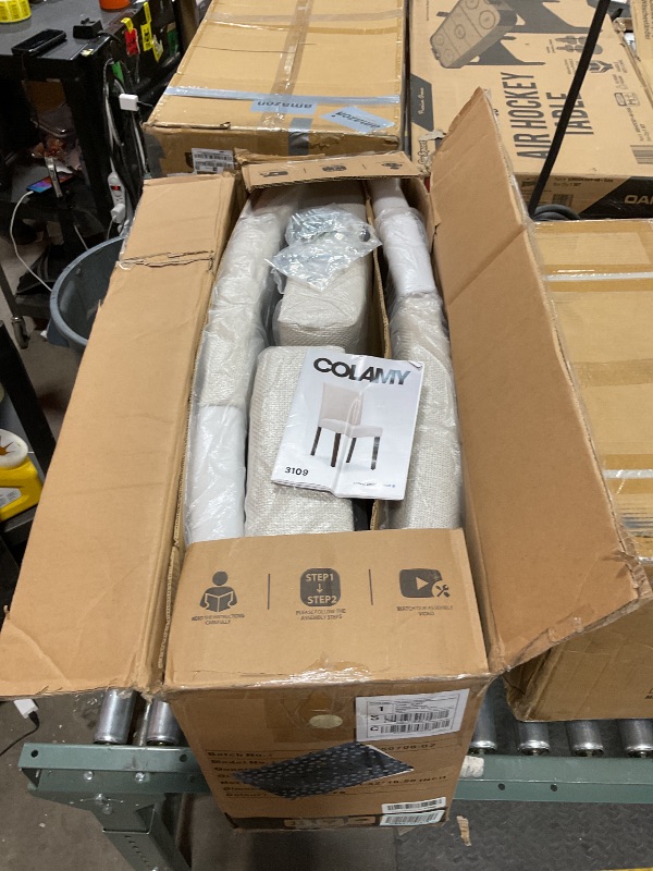 Photo 1 of **PARTIAL SET/TWO THAIRS**Upholstered Parsons Dining Chairs Set of 6, Modern Dining Room Chairs with Back, Fabric Kitchen Side Chairs with Wood Legs for Dinner Farmhouse Restaurant, Beige