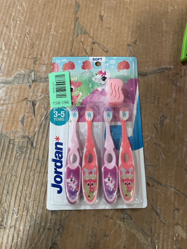 Photo 1 of * missing one of the caps *
Jordan* Step 2 Kids Toothbrush, 3-5 Years, Soft Bristles, BPA Free (4 Pack) Pink & Yellow