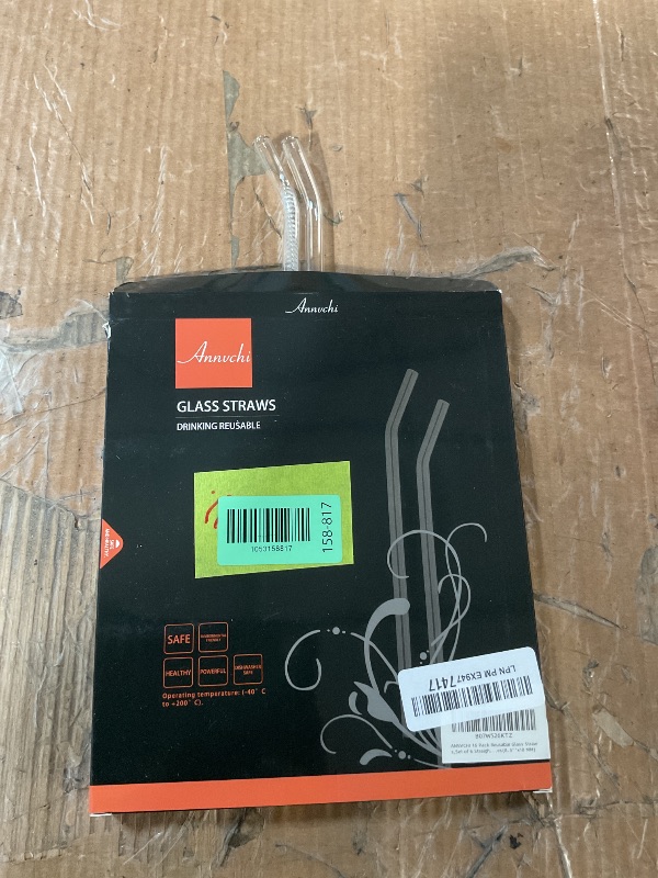 Photo 1 of * some may be broken * ANNVCHI 16 Pack Reusable Glass Straws,Set of 6 Straight and 6 Bent with 4 Cleaning Brush,Perfect for Smoothies,Tea, Juice, Milkshakes(8.5''x10 MM)