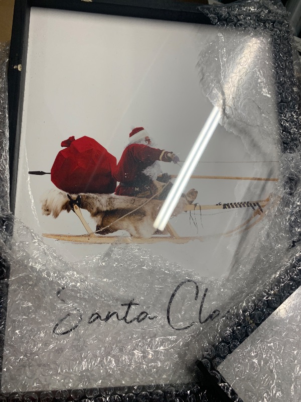 Photo 1 of (missing one)(see images) LITIVY Christmas Wall Art Prints - Set of 3 Santa Claus with Sleigh Deer for Home Decor - Xmas Sign - 12x16in - Black