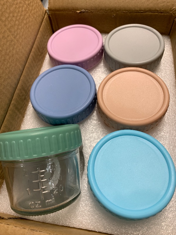 Photo 1 of (damaged lids) DRKIO 6 Pack Glass Baby Food Storage Containers - 4 Oz Baby Food Jars with Lids 