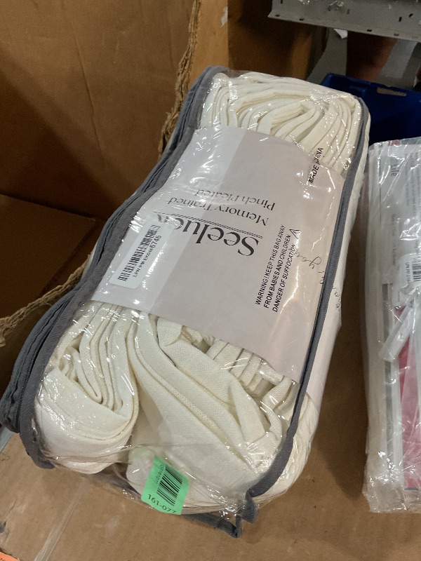 Photo 1 of (USED/FAIR) Pinch Pleat Linen Curtains 90 Inches Long 100 Inch Wide for Patio Sliding Door Light Filtering Semi Sheer Pleated Drapes Back Tab Cream Ivory Living Dining Room Extra Wide 100 x 90 Curtain 1 Panel