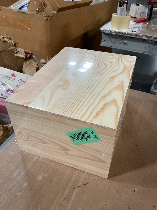 Photo 1 of (1-Pack) 10.8x7x8x5.7-Inch Large Unfinished Wooden Box with Hinged Lid & Front Clasp for DIY Art Project Crafts Woodcraft Keepsake - Easy to Stain Paint Wood Burning