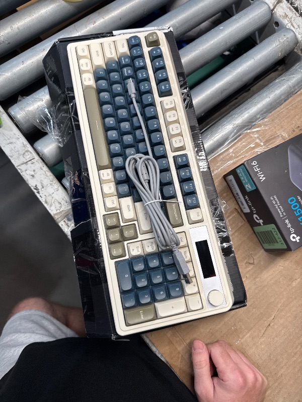 Photo 1 of (used/fair) AULA S99 Pro Wireless Keyboard, Gaming Keyboards Media Knob Custom RGB Backlit, 3-Modes BT/2.4G/USB-C Membrane Cute Creamy Keyboard for Windows/MAC/PC Gamer - Blue White