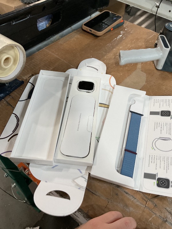 Photo 1 of **PARTS ONLY-ACCOUNT LOCKED**
Apple Watch Series 9 [GPS 41mm] Smartwatch with Silver Aluminum Case with Winter Blue Sport Loop One Size. Fitness Tracker, ECG Apps, Always-On Retina Display, Carbon Neutral