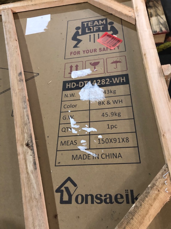 Photo 1 of * 2 BOX SET* ***TRUCK/TRAILER PICKUP ONLY*** Yonsaeik Dining Table with Marble Sintered Stone White 55" Rectangular Dining Room Table with Metal Legs for 4-6 People, Scratch Resistant & Easy to Clean, Table Only
