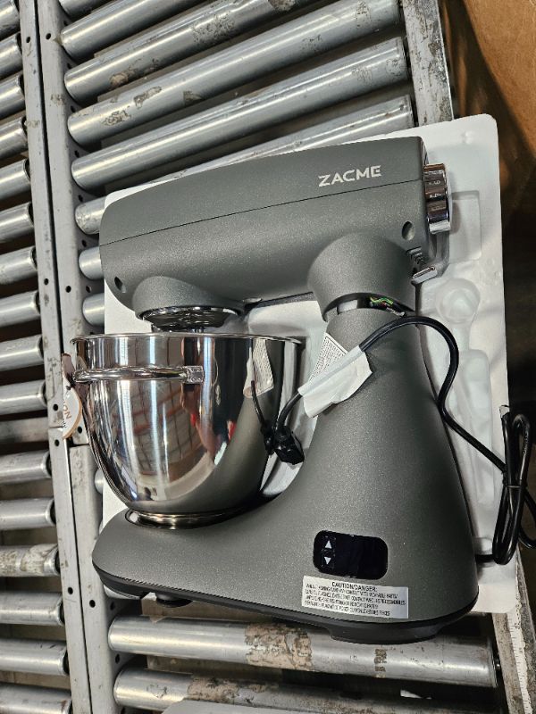Photo 1 of ** For parts only ** ZACME Mixers Kitchen Electric Stand Mixer 5.5QT 600W, Aluminum die casting and Gears, Dual Cooling System, Low Noise, DC Motor, LED Display and Timing Function, Tilt-head Metal Food Mixer, Grey