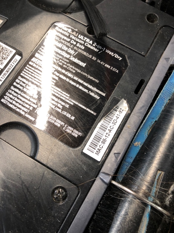 Photo 1 of (PARTS) (CRACKED) (NON-FUNCTIONAL) Shark Matrix Plus 2in1 Robot Vacuum & Mop with Sonic Mopping, Matrix Clean, Home Mapping, HEPA Bagless Self Empty Base, CleanEdge, for Pet Hair, Wifi, Black/Silver (RV2610WA)