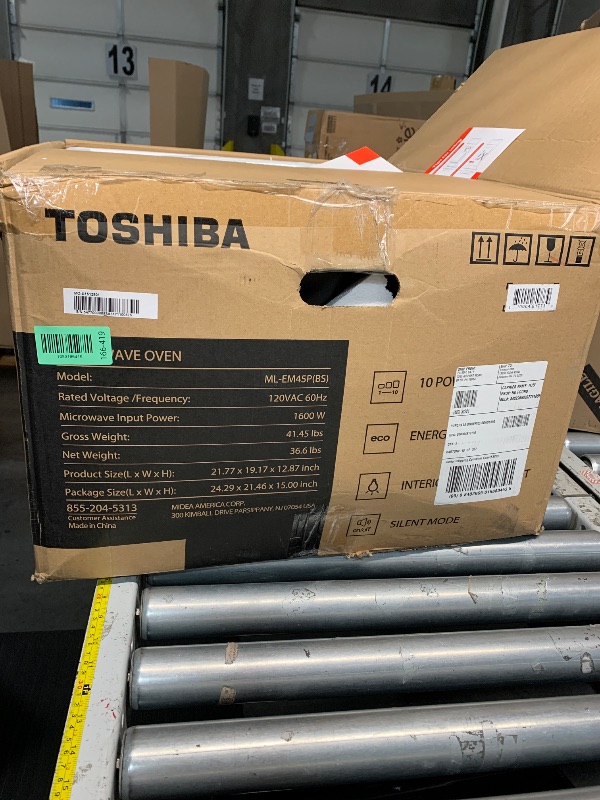 Photo 1 of (not working)(sold for parts)(repair) TOSHIBA ML-EM45P(BS) Countertop Microwave Oven with Smart Sensor and Position Memory Turntable, Function