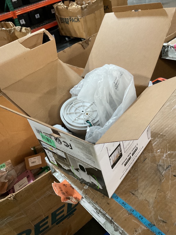 Photo 1 of Home Zone Security Triple Head Floodlight Camera – Smart 2.4 GHz 1080P Outdoor Hardwired 3500 Lumen LED Flood Light Camera with 128GB Local Storage Included, White