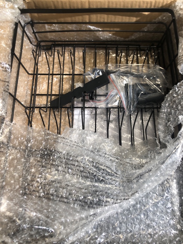 Photo 1 of (used)(damaged) Dish Drying Rack - Extendable Dish Rack, Large Sink Drying Dish Drainer for Kitchen Counter, Stainless Steel Dish Strainer with Utensil Holder (Black)