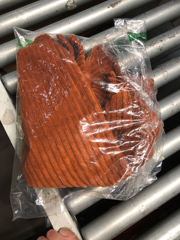 Photo 1 of (USED/FAIR) MIULEE Dark Rust Fall Decorative Throw Pillow Covers for Couch Bed Livingroom 20x20 Inch Set of 2 Boho Accent Throw Pllows Broadside Striped Patchwork Soft Corduroy Pillowcases