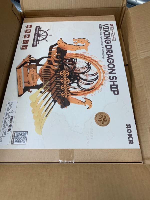 Photo 1 of (PARTIAL SET) RoWood 3D Puzzles for Adults,Viking Dragon Ship Model Kit,18 Inch DIY Wooden 3D Puzzle,Assembly Time 3H,Awesome Gifts for Adults