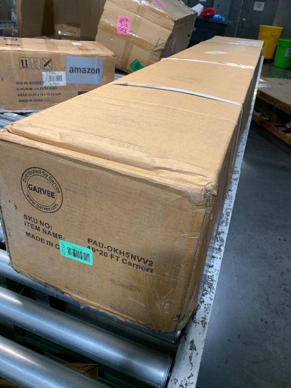 Photo 1 of ***FACTORY SEALED*** GarveeLife 10x20 Ft Carport, Car Port with 200g PE Tarp, Roll-Up Doors, and 4 Windows, for Sedans, Bass Boats, Motos, ATVs, and SUVs, White