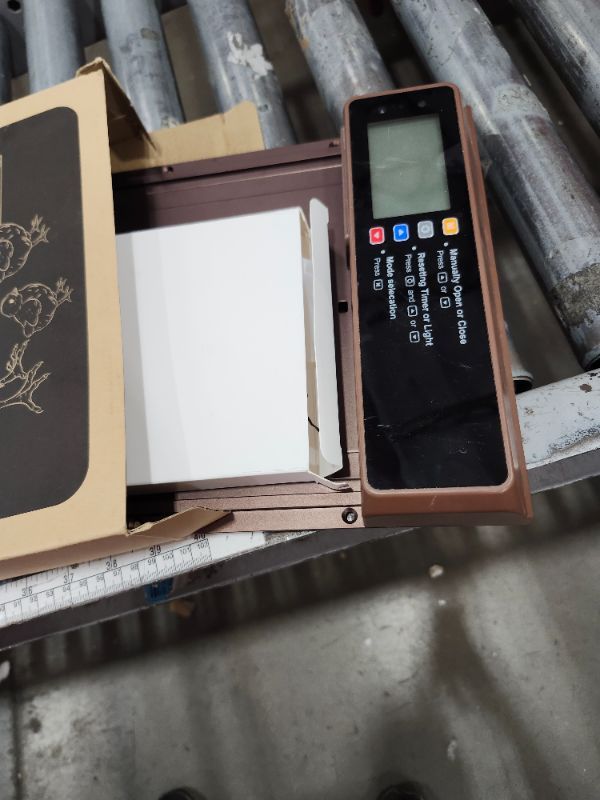 Photo 1 of *****************MISSING SOLAR PANEL****************
NyPots Automatic Chicken Coop Door Solar Powered, LCD Display Automatic Chicken Door with Timer & Light Sensor, Aluminum Alloy Chicken Door with Remote Control & 4 Modes