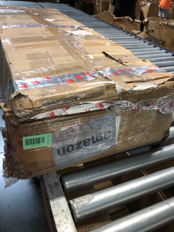 Photo 1 of ***SEE NOTES***
72" Coffee Bar Cabinet with Power Outlet & LED Light, Farmhouse Large Kitchen Hutch with Sliding Barn Door, Tall Bar Cabinets with Storage Drawers & Wine Glass Rack,Pantry China Cabinet,Vintage Brown