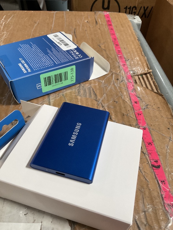 Photo 1 of ***(PARTS ONLY/MAJOR DAMAGE/ NON FUNCTIONAL)***SAMSUNG T7 Portable SSD, 2TB External Solid State Drive, Speeds Up to 1,050MB/s, USB 3.2 Gen 2, Reliable Storage for Gaming, Students, Professionals, MU-PC2T0H/AM, Blue