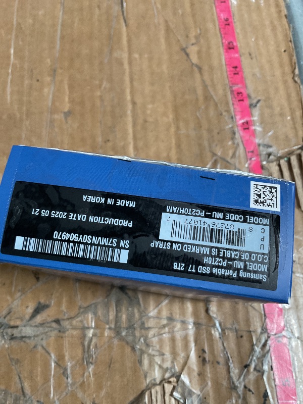 Photo 1 of ***(PARTS ONLY/MAJOR DAMAGE/ NON FUNCTIONAL)***SAMSUNG T7 Portable SSD, 2TB External Solid State Drive, Speeds Up to 1,050MB/s, USB 3.2 Gen 2, Reliable Storage for Gaming, Students, Professionals, MU-PC2T0H/AM, Blue