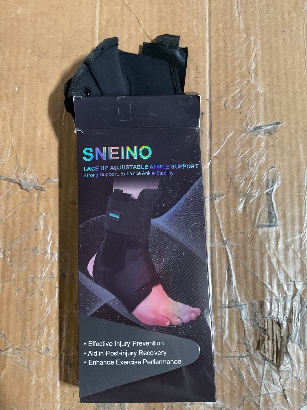 Photo 1 of (MEDIUM) SNEINO Ankle Brace for Women & Men - Ankle Support Brace for Sprained Ankle, Ankle Stabilizer for Achilles, Tendon, Sprain, Injury Recovery, Lace up Ankle wrap for Running, Basketball, Volleyball (Medium)
