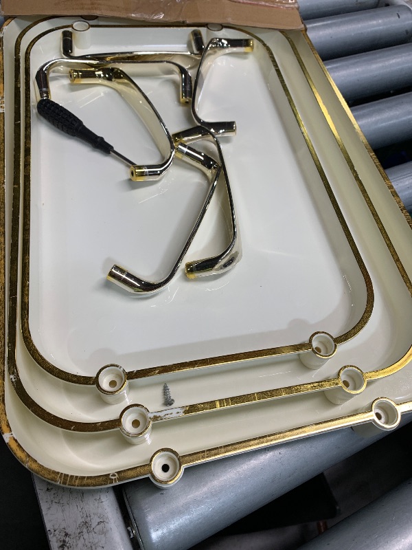 Photo 1 of (used)(see all images) Set of 3 Serving Platters with Handles 16.5/15/13.2 Inch Large Party Serving Trays, Reusable Rectangular