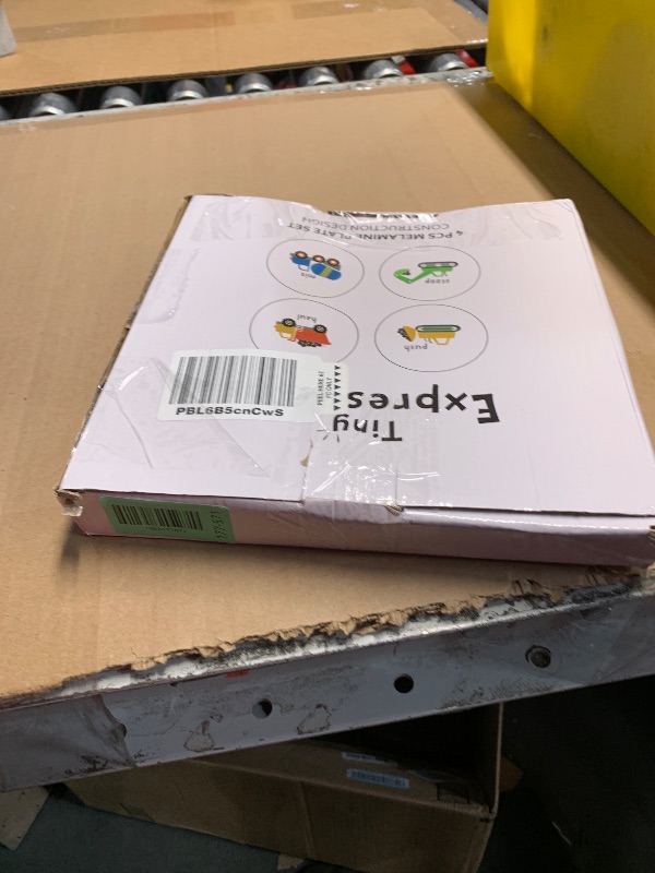 Photo 1 of Tiny Expressions - Construction Plates for Toddlers - Set of 4 Melamine Plates for Kids - Excavator, Cement Mixer, Bulldozer, and Dump Truck - Fun Plastic Dinnerware for Kids