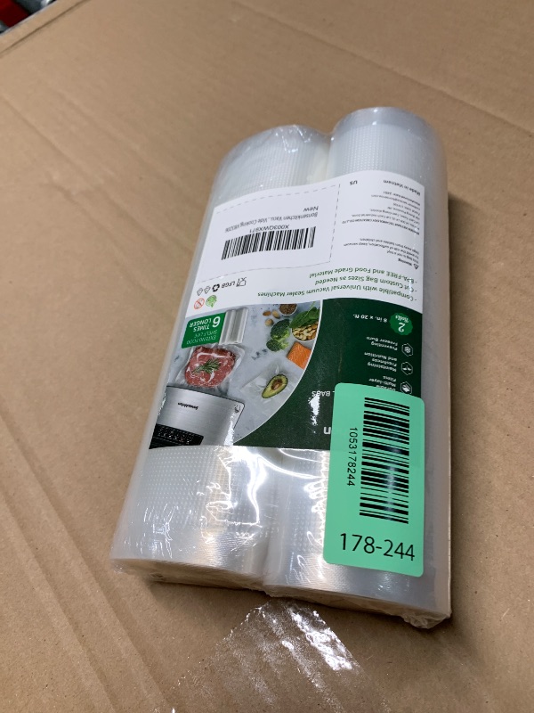 Photo 1 of ***FACTORY SEALED*** Bonsenkitchen Vacuum Food Sealer Rolls Bags, 2 Packs 8 in x 20 ft, BPA Free, Durable Commercial Customized Size Bags for Storage and Sous Vide Cooking,VB3206