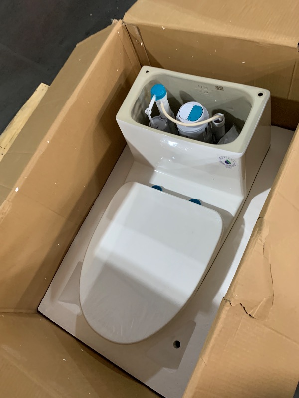 Photo 1 of  WOODBRIDGEE One Piece Toilet with Soft Closing Seat, Chair Height, 1.28 GPF Dual, Water Sensed, 1000 Gram MaP Flushing Score Toilet with Chorme Button, White,B0940-F-C