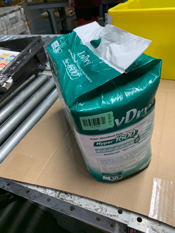 Photo 1 of ***FACTORY SEALED*** LivDry High Absorbency Pad Insert for Incontinence Briefs and Adult Diapers, Women and Men, Hyper 1600 (30 Count)