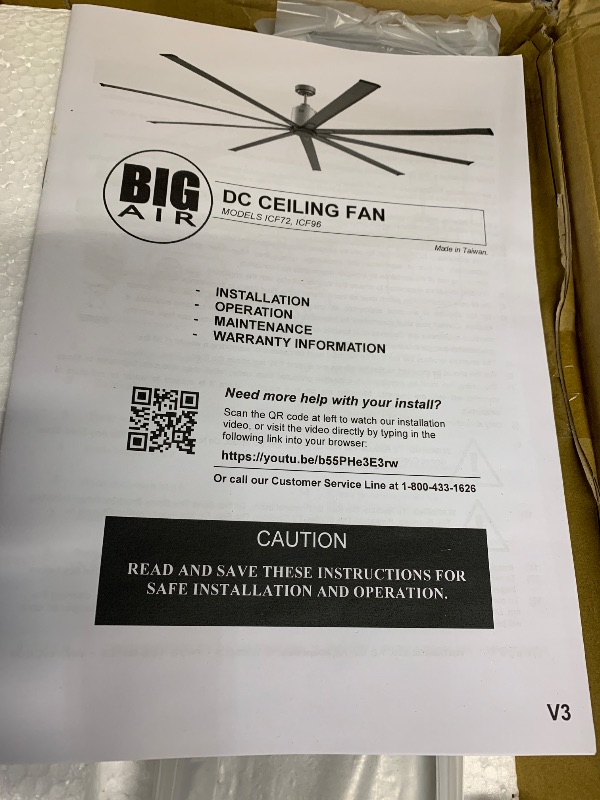 Photo 1 of (see all images) 96 In. Indoor 6-Speed Ceiling Fan