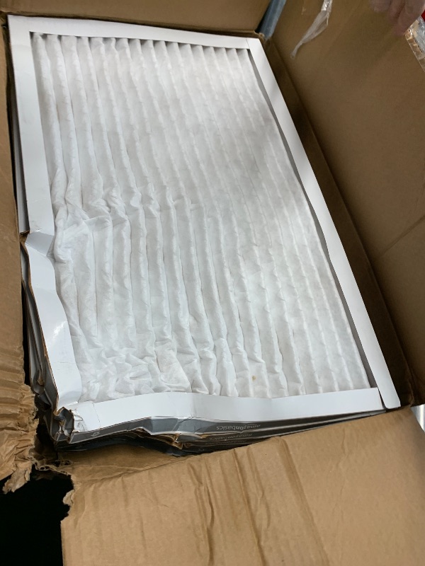 Photo 1 of **MAJOR DAMAGE, SEE PHOTOS** Amazon Basics 16x25x1 Air Filter 6 Pack, MERV 11 AC Furnace Filters (Actual Size: 15.75" x 24.75" x 0.75")