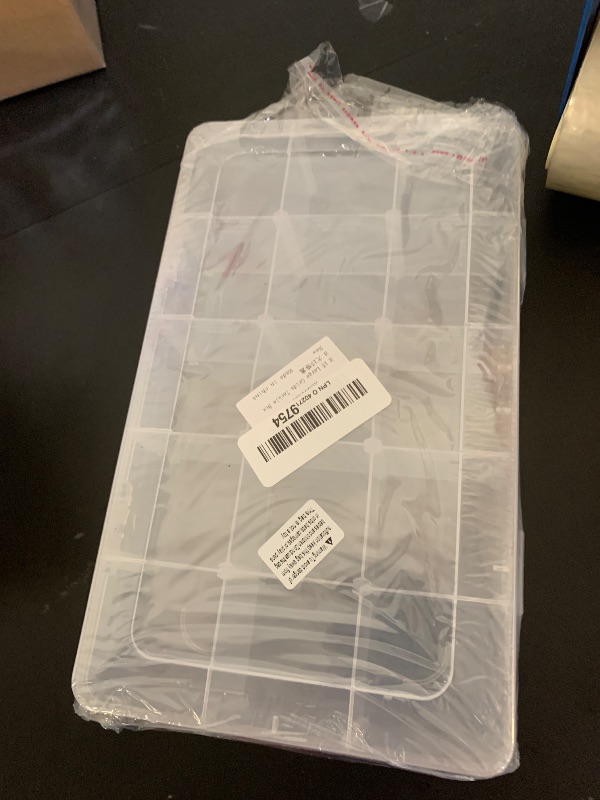 Photo 1 of Hlotmeky Plastic Organizer Box with Dividers - Bead Organizer, 15 Large Grids, Clear Snack Box Container