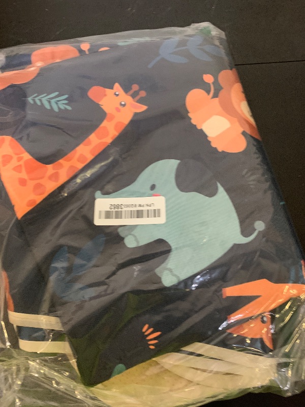 Photo 1 of Basumee Splat Mat High Chair Mat Waterproof Baby Play Splat Mat for Under High Chair Food Catcher Highchair Mat for Floor Non Slip Bottom, Dark Blue Giraffe, 46x42 Inches