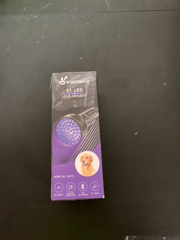Photo 1 of Vansky UV Flashlight Black Light, 51 LED Blacklight Pet Urine Detector for Dog/Cat Urine, Dry Stains, Bed Bug, Resin Curing, Scorpions Finder