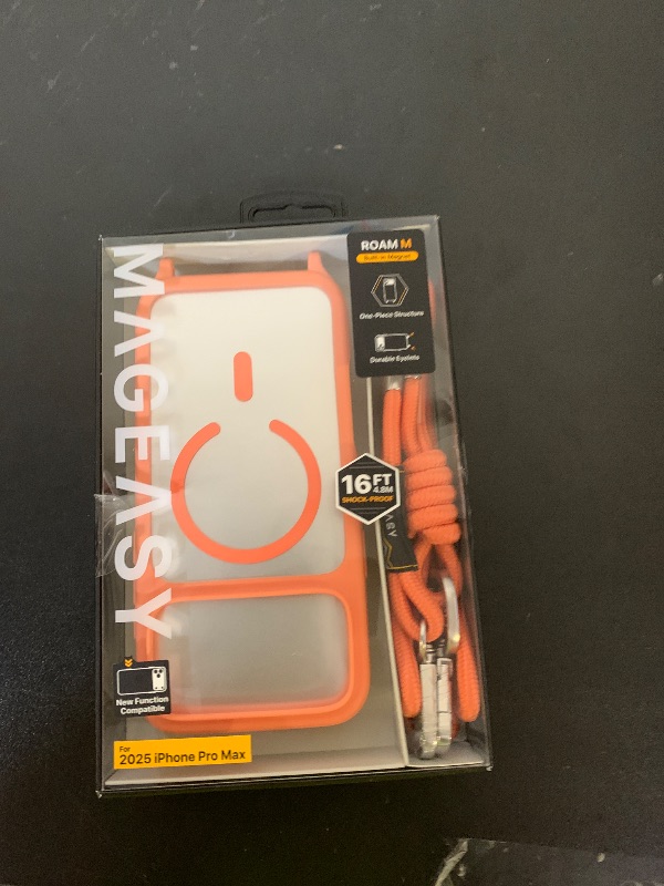Photo 1 of MAGEASY Compatible with iPhone 17 Pro Max 6.9" Case with Crossbody Strap - 16ft Drop Protection, Compatible with MagSafe | Roam M (Coral)