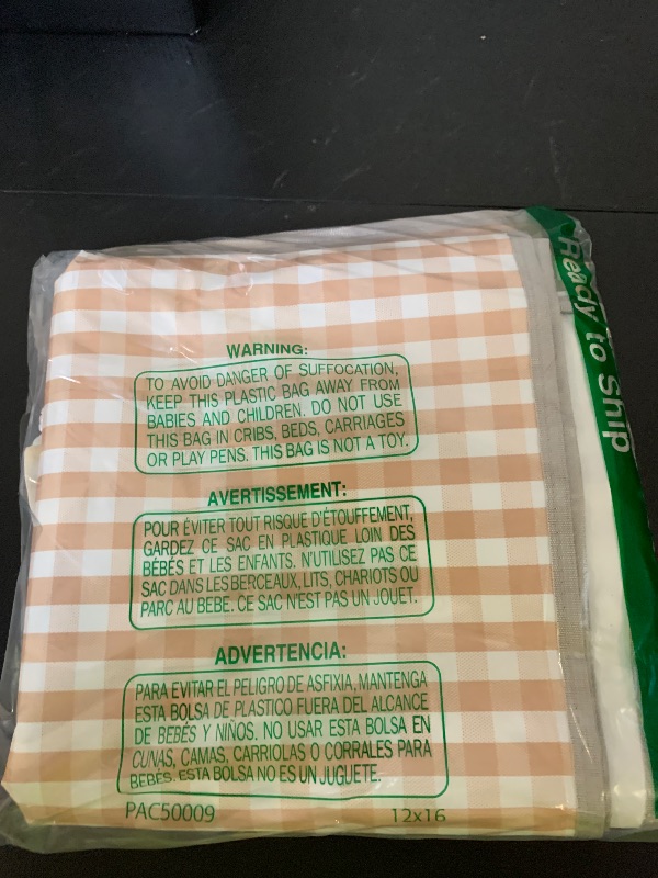 Photo 1 of Beyond Thursday Cute Gingham Picnic Blanket, Waterproof Foldable, in Large 80x60in and Extra Large 80x80in, Portable Compact Beach Blanket, Oversized XL Outdoor Mat (Tan, X-Large)