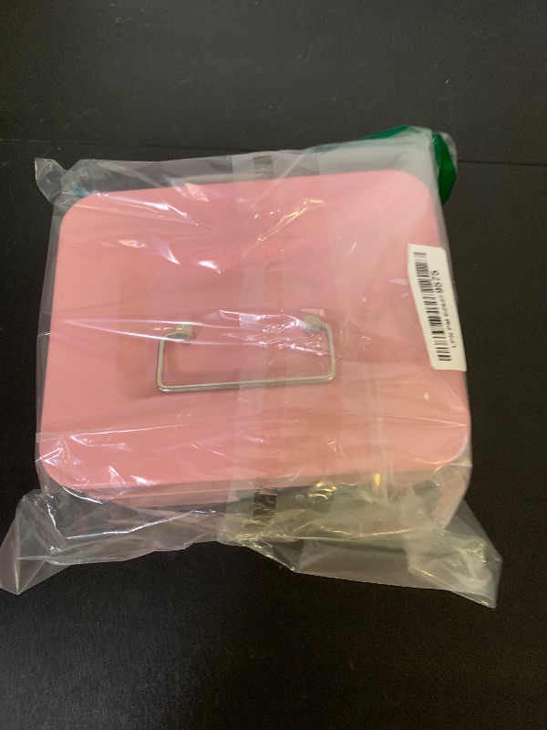 Photo 1 of KYODOLED Medium Cash Box with Combination Lock Safe Metal Money Box with Money Tray for Security Lock Box 7.87x 6.30x 3.54Inch Pink Medium