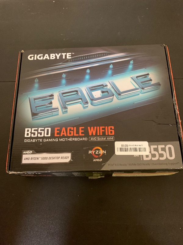 Photo 1 of GIGABYTE B550 Eagle WIFI6 Motherboard, Supports AMD AM4 Ryzen 5000 Processors, ATX, DDR4, 2X M.2, PCIe 4.0, WIFI6, 1GbE LAN, EZ-Latch