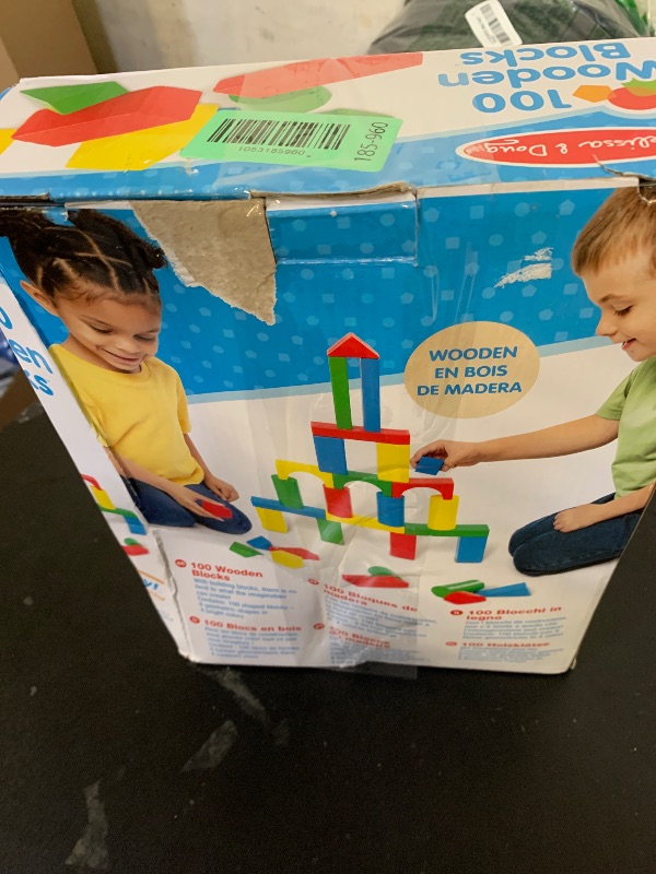 Photo 1 of Melissa & Doug Wooden Building Blocks Set - 100 Blocks in 4 Colors and 9 Shapes - FSC Certified