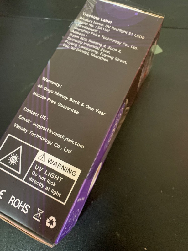 Photo 1 of Vansky UV Flashlight Black Light, 51 LED Blacklight Pet Urine Detector for Dog/Cat Urine, Dry Stains, Bed Bug, Resin Curing, Scorpions Finder