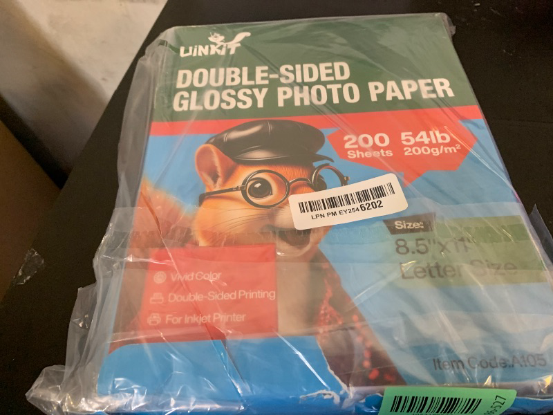 Photo 1 of  Photo Paper Glossy 8.5x11 54lbs Inkjet for Dye Ink 200Gsm Value Bulk Pack Picture 8.5 x 11 9.5Mil for Inkjet Printing Printer (200sheets, 8.5x11)