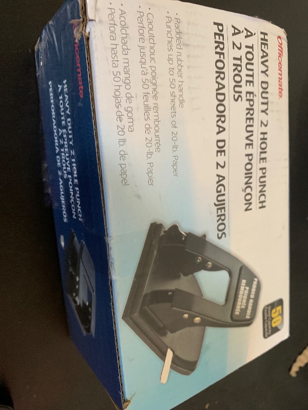 Photo 1 of Officemate Heavy Duty 2-Hole Punch, Padded Handle, Black, 50-Sheet Capacity (90082)