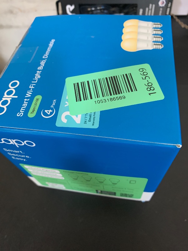 Photo 1 of Tapo TP-Link Smart Light Bulbs - Natural Daylight, Dimmable, Compatible w/Alexa and Google Home, A60 Bulb/E27 Base, 60W Equivalent, 800LM CRI>90, 2.4GHz WiFi Only, No Hub Required, L520E(4-Pack)