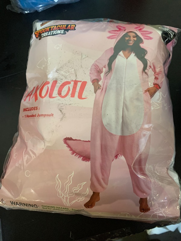 Photo 1 of Spooktacular Creations Halloween Axolotl Costume, Adult Axolotl Pajama, Hooded Jumpsuit for Women Halloween Dress Up Party Pink