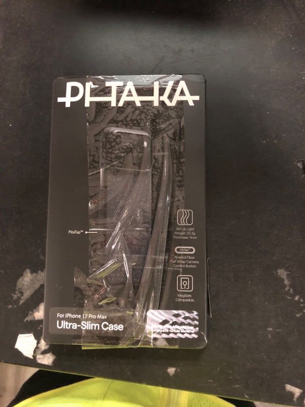 Photo 1 of pitaka for iPhone 17 Pro Max Case 6.9" with Camera Control Button, Compatible with MagSafe, Ultra-Slim Case with Caseless Touch Feeling, 600D Aramid Fiber Woven, Black/Grey(Twill)