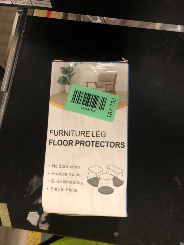 Photo 1 of Chair Leg Floor Protectors Rectangle Chair Leg Protectors for Hardwood Floors Silicone Caps Felt Furniture Pads Covers Anti-Scratch Reduce Noise 16 Pack Clear Fit Perimeter 3-3/4'' to 4-7/8''