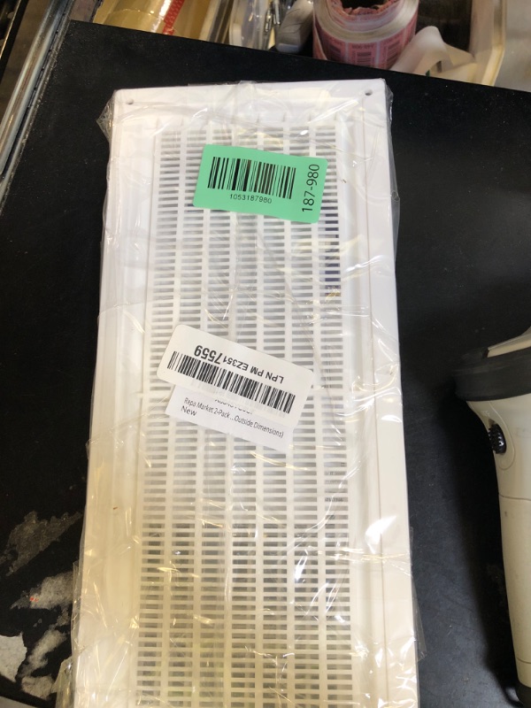 Photo 1 of Repa Market 2-Pack 10'' x 3'' Inch (Inside Dimensions) Plastic White - Vent Cover - Rectangular Duct Cover - Air Vent Louver - Protective Screen Mesh - HVAC Ventilation (12" x 5" Outside Dimensions)
