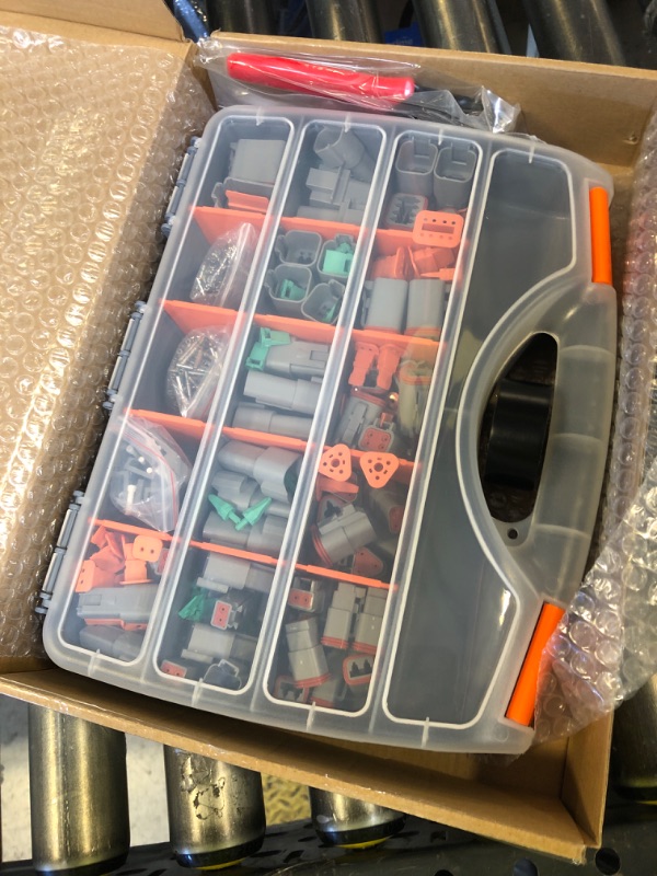 Photo 1 of ALFOCI 482 PCS DT Deustch Connector Kit, 2 3 4 6 8 12 Pin Waterproof Automotive Electrical Connectors, Including Deutsch Crimping Tool, Removal Tool, 16# Solid Contacts