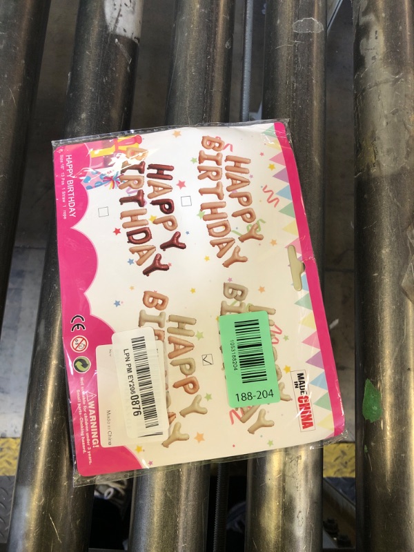 Photo 1 of Beige Happy Birthday Balloons Banner 16 Inch Mylar Foil Letters