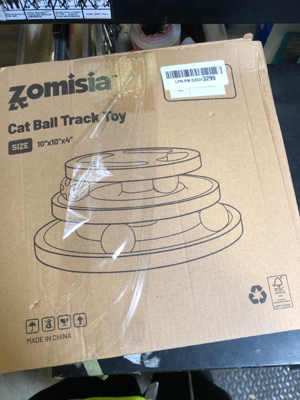 Photo 1 of ZOMISIA Cat Ball Track Toy with Puzzle Top, Wooden Cat Toys for Indoor Cats with Spinning Balls, Interactive Large Cat Ball Tower for Kitten Exercise Mental Physical
